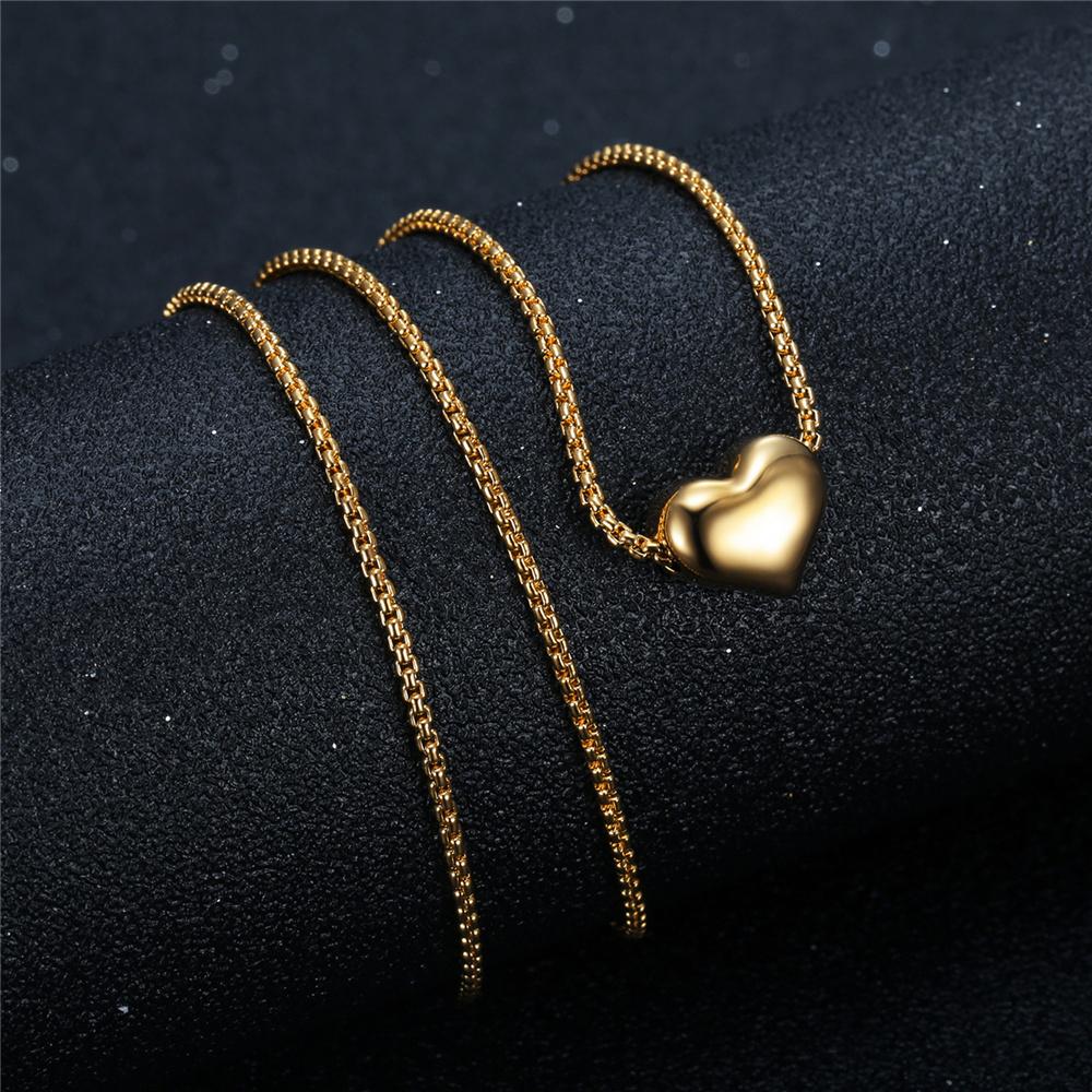 Fashion Tiny Small Love Heart Shape Pendant Necklaces Female Gold Color Stainless Steel Necklace for Women Jewelry Birthday Gift