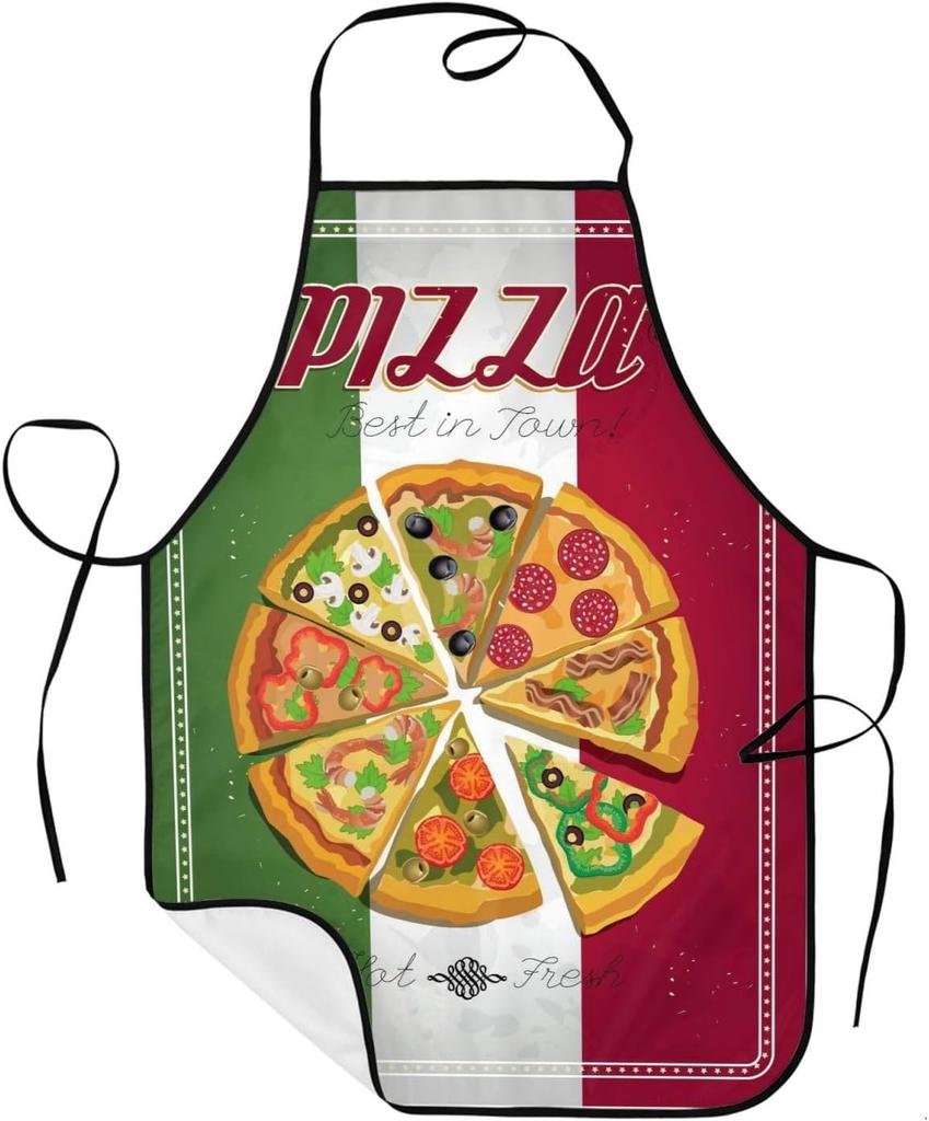 Vintage Pizza Best In Town Letter Waterproof Apron Anti Stain Fixed Tie Kitchen Grilling Baking Adult Household Protective Apron