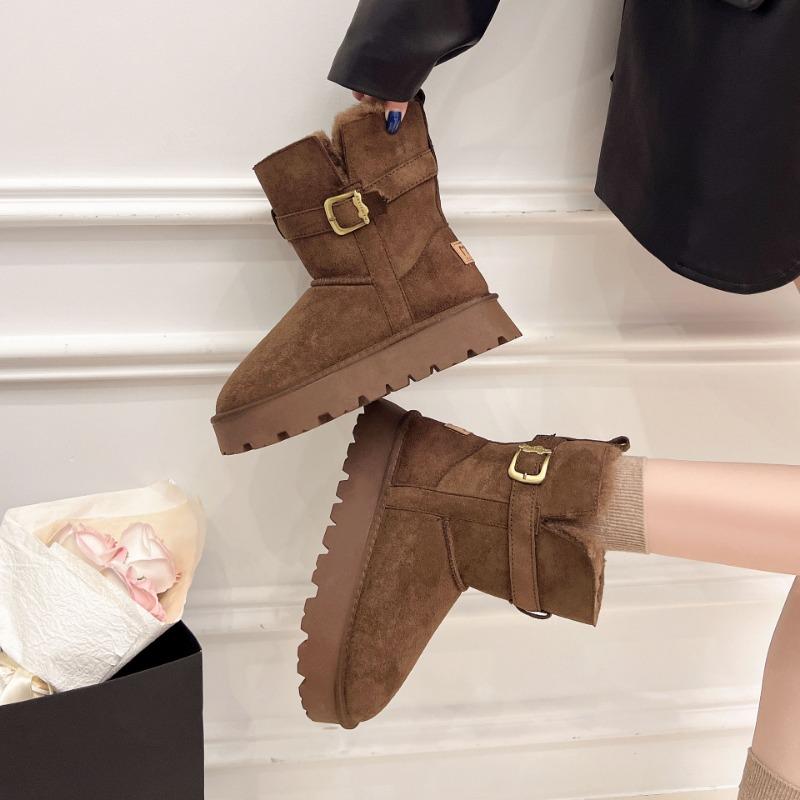 Winter New Snow Boots Non-slip and Snow-proof Comfortable Belt Buckle Outdoor Travel Versatile Student Cotton Shoes