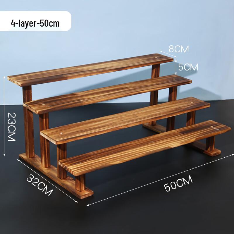 Yipan HC 4-Tier Carbonized Solid Wood Plant Display Shelf