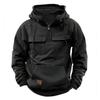 Half Zipper Men's Tactical Hoodies Solid Military Sweatshirts Multi Pockets Male Hooded Jackets Thick Outdoor Polar