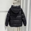 Europe Station's new solid-color hooded straight loose large-size white goose down jacket winter fashion