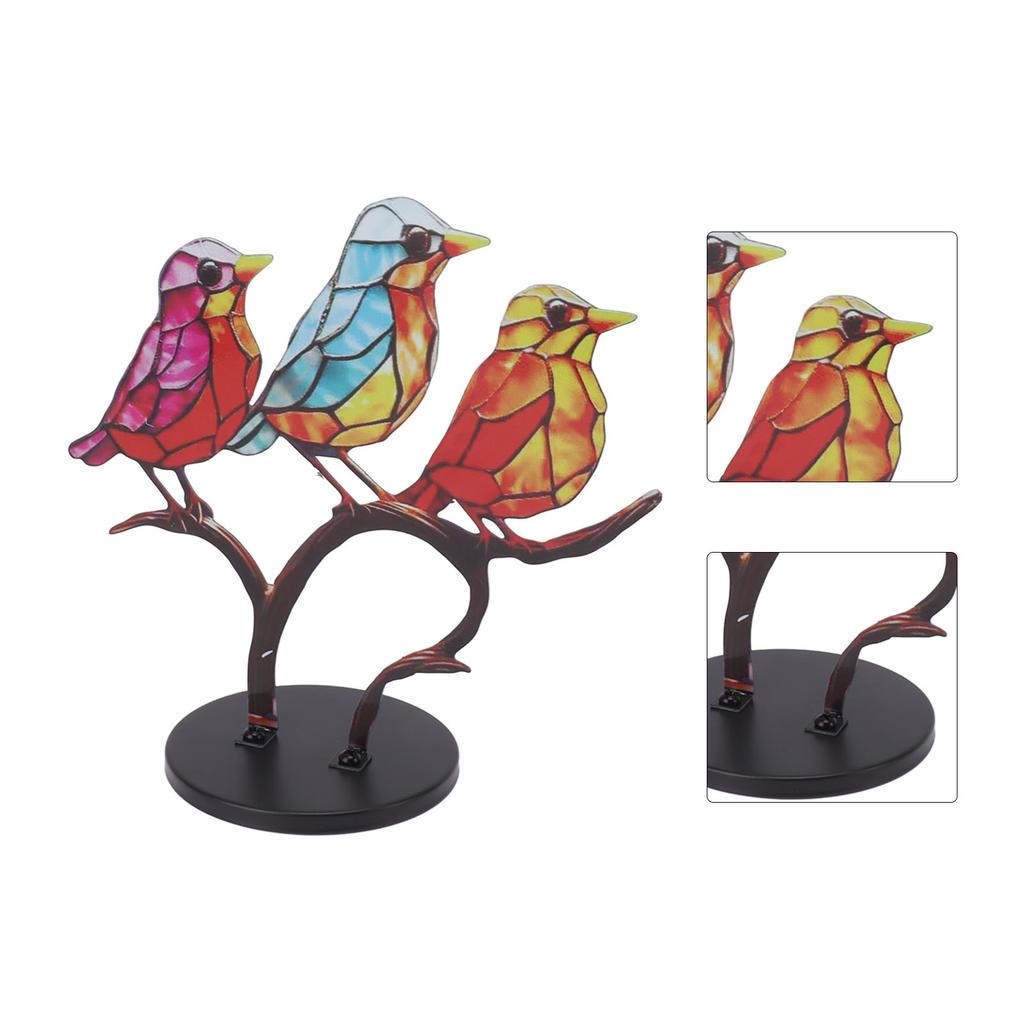Birds On Branch Desktop Ornaments Iron Double Painted Bird Colorful Birds Ornament Tablet for