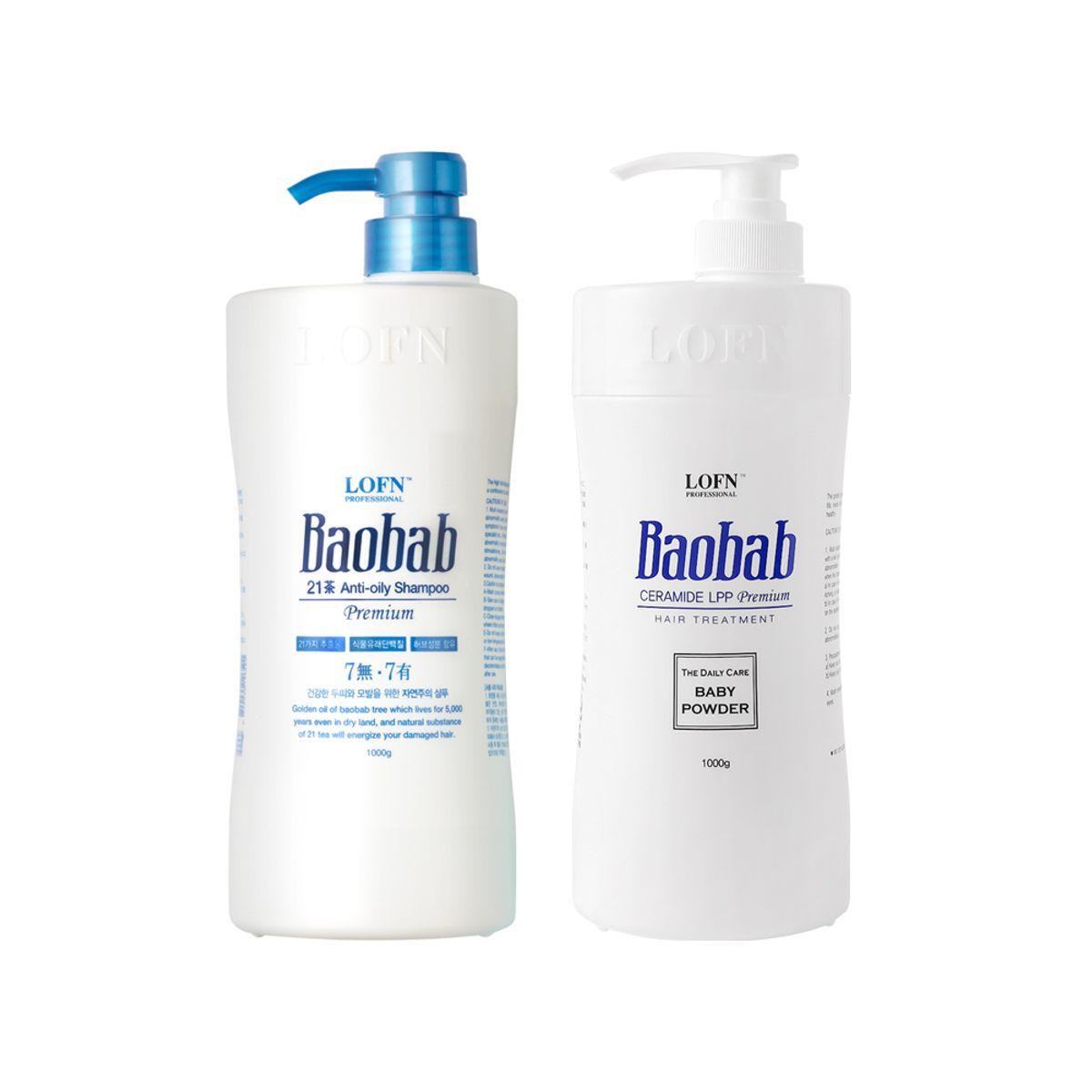 Ropn Baobab Baby Powder Treatment 1000ml + Ropn Baobab Shampoo for Oily Hair 1000ml
