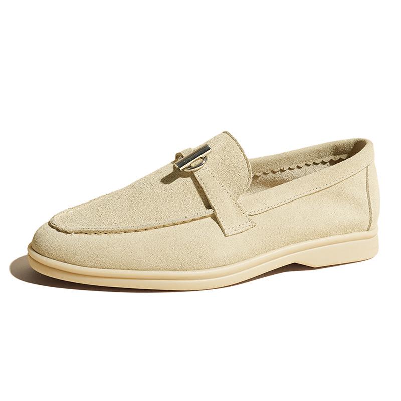 Retro Suede Cowhide Loafers: Women's Slip-on Pointed Toe Flats