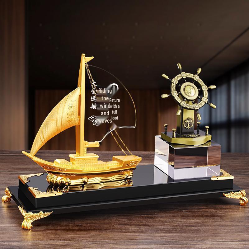 Elegant Crystal Sailboat Pen Holder: High-End Office or Housewarming Gift Decoration