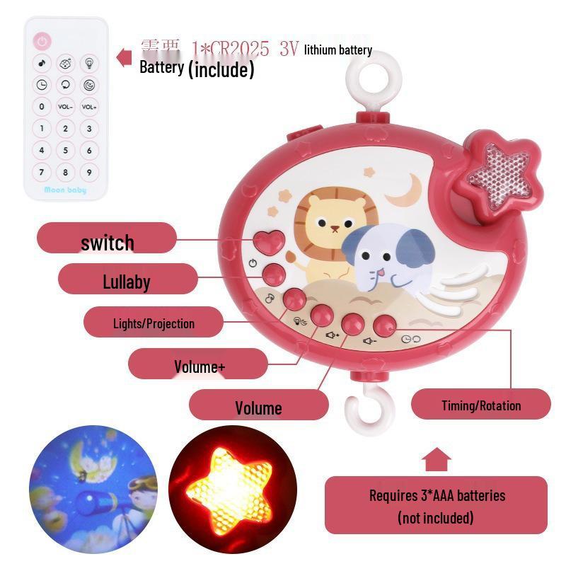 Rattle Toy Bedside Bell: Soothing Projection Light & Music for Infants (0-1 Year)