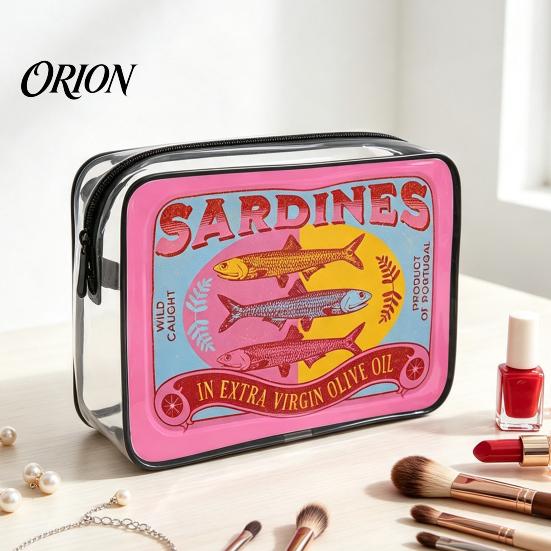 Süßer Reiseorganizer für Mädchen Sardinendose Kosmetiktasche, Durchsichtige Wasserdichte Make-up-Tasche, Reißverschluss Transparenter Aufbewahrungsbeutel Verschluss Toilettenartikel Damen Pinsel