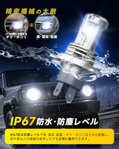 AUXITO H4 Hi/Lo LED Headlights for Cars, Meets New Vehicle Inspection Standards, Equipped with ZES LED Chips, 3x Brighter, Nearly OEM Halogen Size, Hi