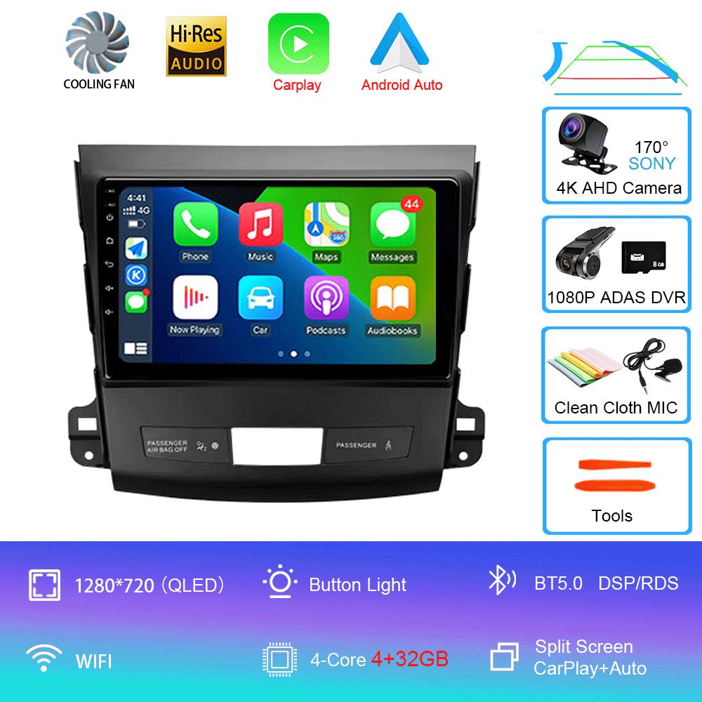 Car Radio Android 14 Carplay For Mitsubishi Outlander 2006-2011 Peugeot 4007 Citroen C-Crosser GPS Multimedia Player Stereo 2din
