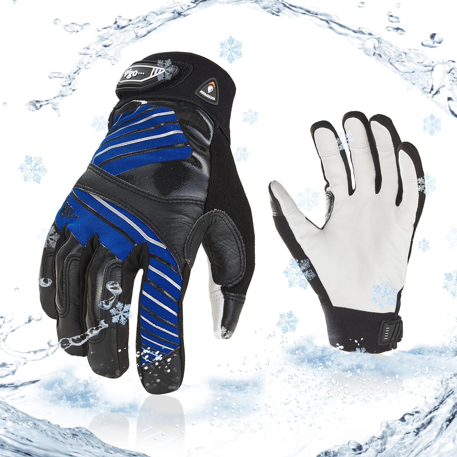 

Водонепроницаемые и рабочие перчатки для зимнего использования 3D овчина гибкие и с 3M Thinsulate 1 GA9699FLWP [Vgo...] Холодостойкие (0°С), Кожа, синий