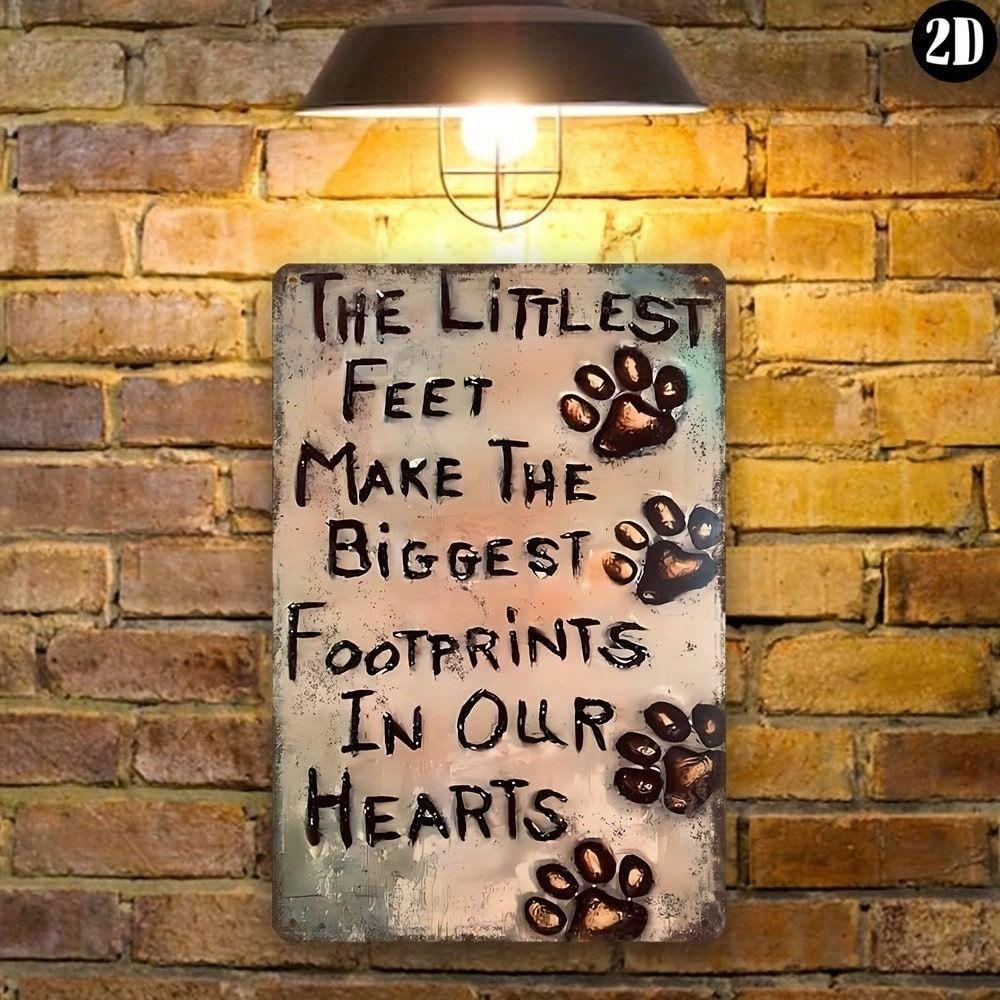 Vintage Metal Poster Dog Paw Print Sign for Garage Wall Decor