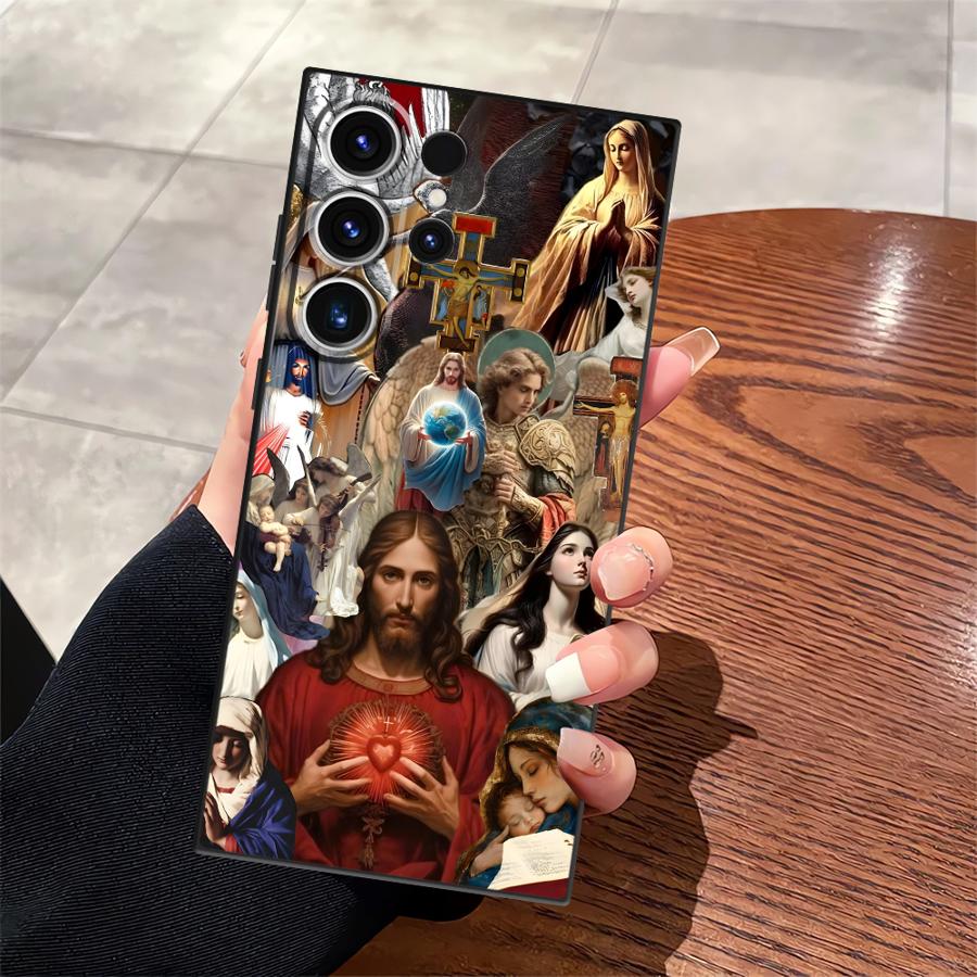 Case for Samsung Galaxy S21 S23+ S23 FE S24+ S20 Note 20 10 Plus S25+ S25 Ultra S22 S24 Black Soft Phone Cover Jesus