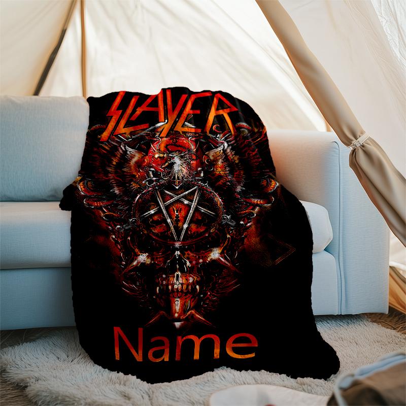 Personalized Custom Name Blanket - Slayer Logo Print Design,Blanket for Sofa,Bed,Travel,Camping - Soft and Warm, Great Gift
