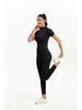 European & American Solid Color Yoga Two-Piece Set: Short Sleeve Top & Nine-Point Pants