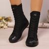 Women's Spring And Autumn Casual Sports Shoes Solid Color Simple Sports Boots