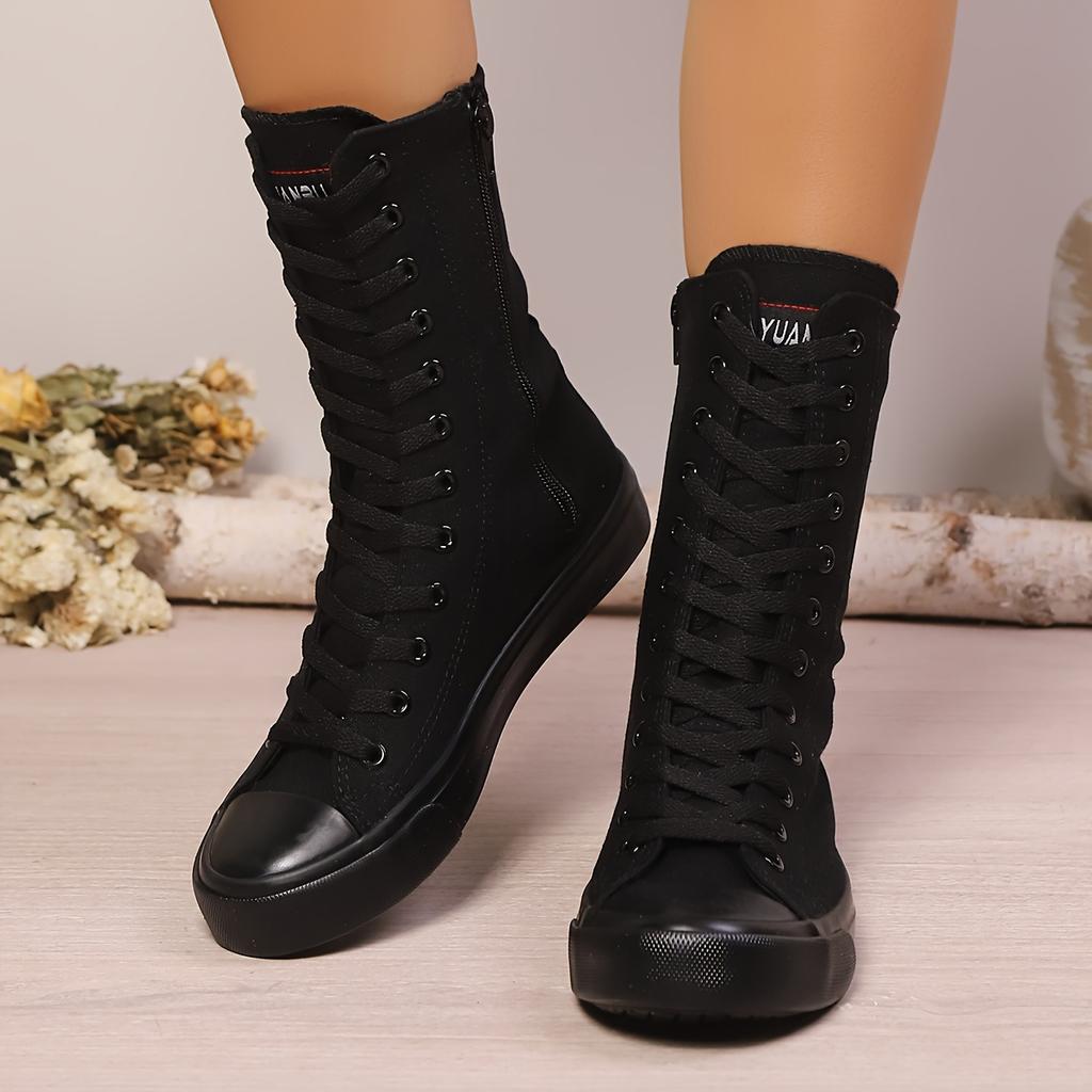 Women's Spring And Autumn Casual Sports Shoes Solid Color Simple Sports Boots