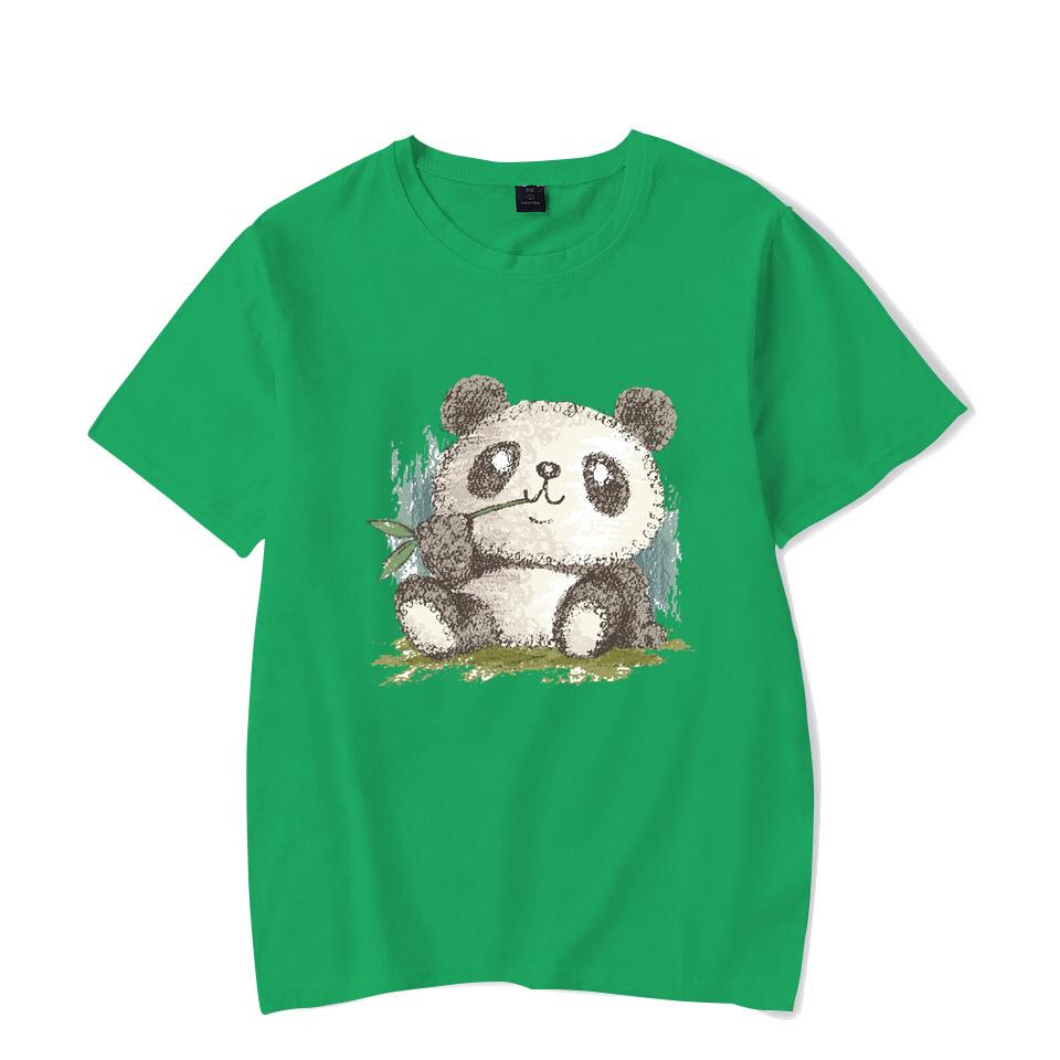 Cute Panda Print T-shirts For Women Summer Lovely Short Sleeve Casual Round Neck T-shirts Ladies Creative Personalized Tops