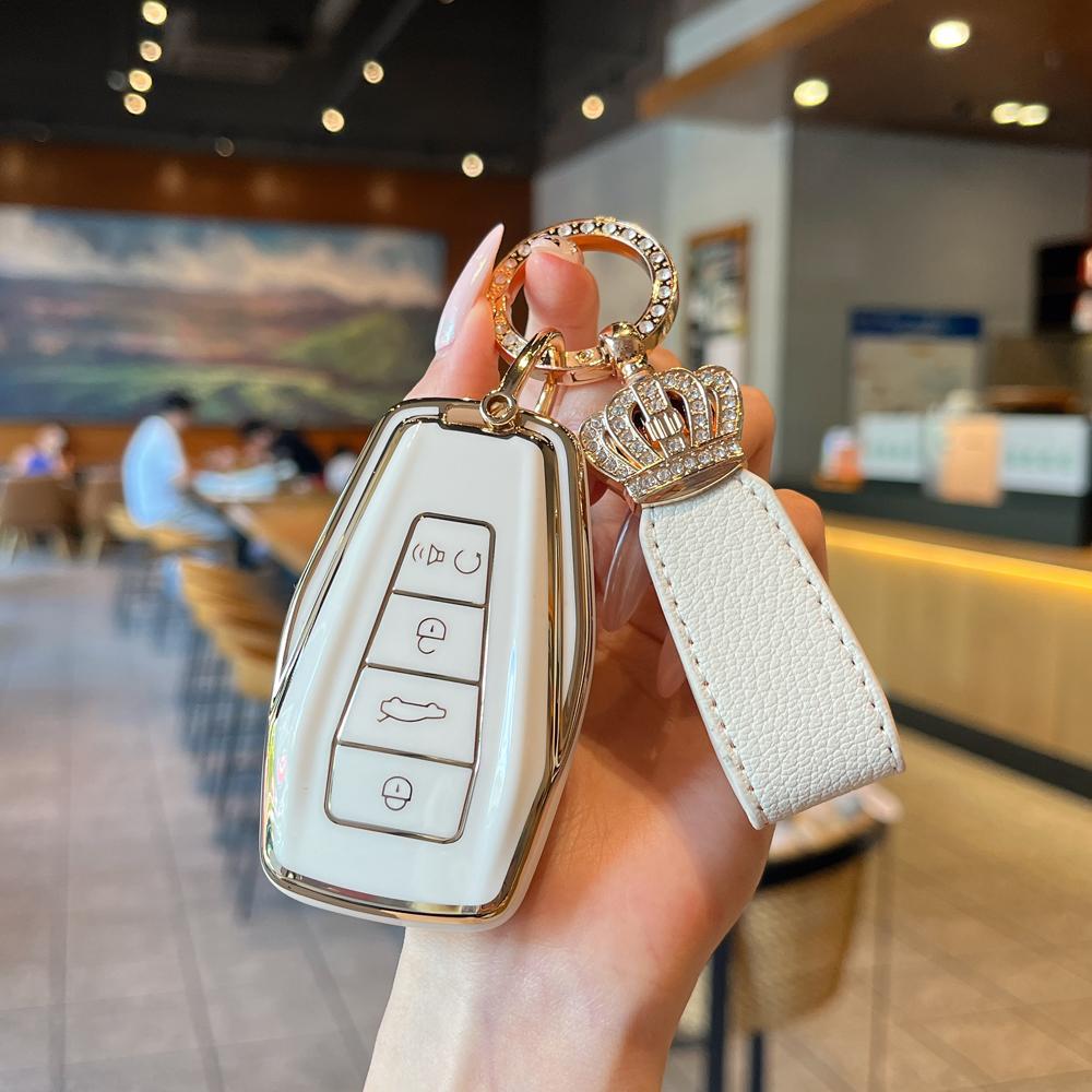 Car Key Case Fob Cover For Geely Coolray Keychain Remote Protection Cover Bag Shell With Housing Keychain Car Accessories