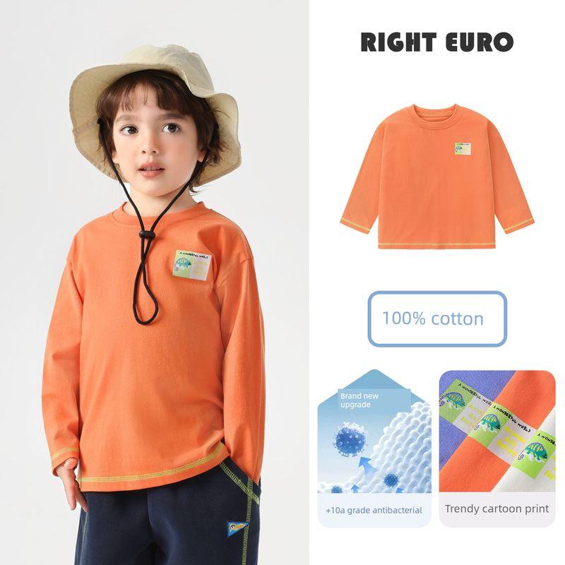 [Right Europe 2026 Spring New Collection Launch] Boys' Long-Sleeve 10A Antibacterial Sweat-Absorbing T-Shirt Baby Children's Clothing Base Layer Shirt