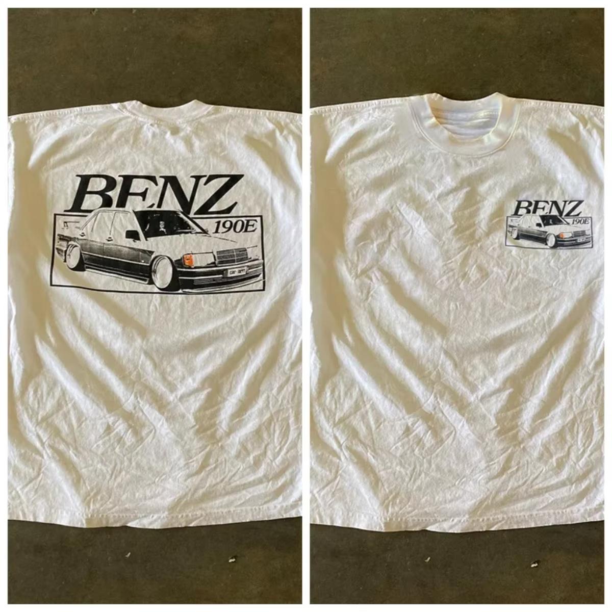 

2025 Summer Benz Vintage Car Print Women s Short Sleeve T-shirt High Quality T-shirt men clothes harajuku women t shirt tops 4XL