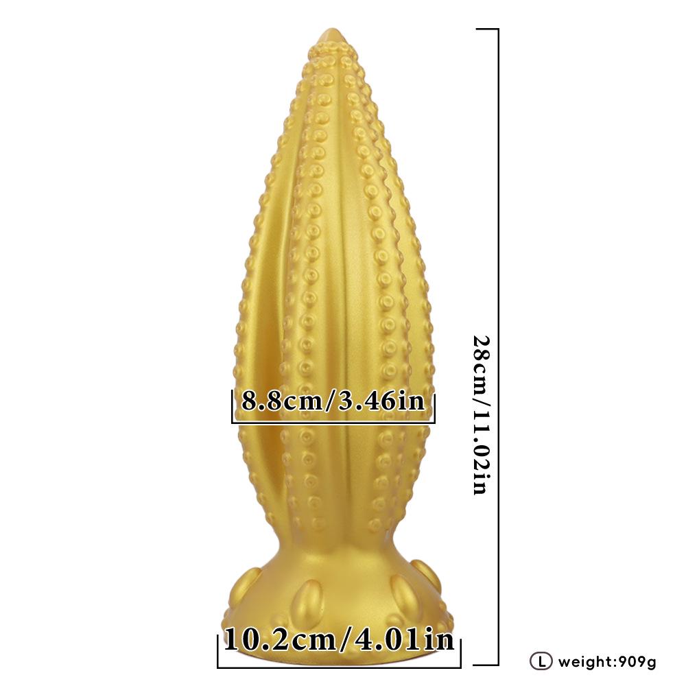 Gold Liquid Silicone Tentacle Butt Plug Set with Six Fingers - Available In Large, Medium & Small