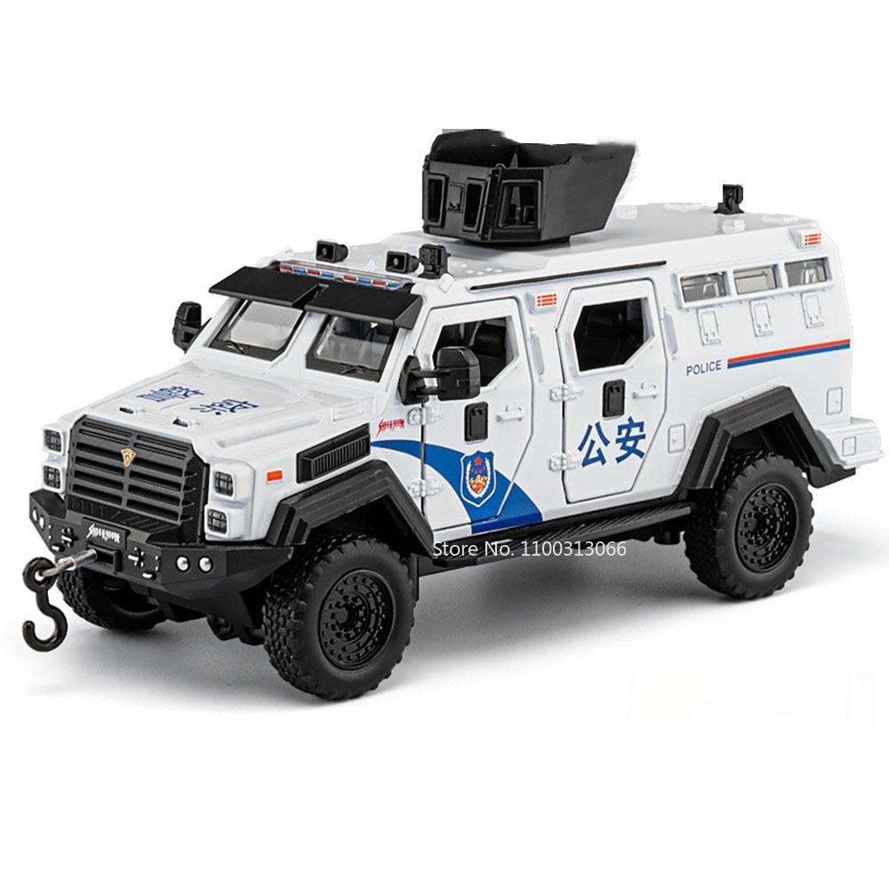1:Масштаб 1:32 Игрушечные машинки DongFeng M-Hero Sabertooth, Литые модели из сплава, Инерционные, Свет, Звук, Миниатюрные транспортные средства, Настольное украшение