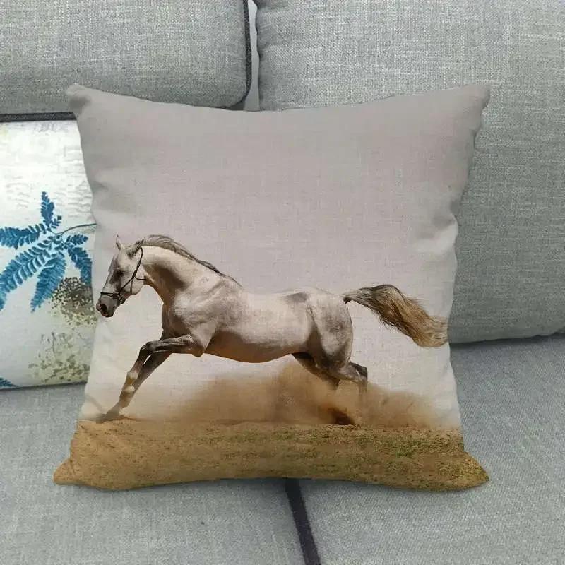 Horse Print Cushion Covers Home Decoration Animal Pillow Cases  Sofa Seat Chair Throw Pillows Linen Pillowslip Car Accessories
