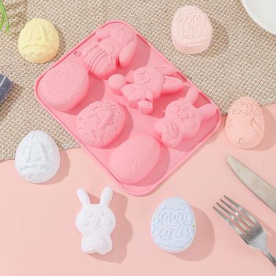 Coelhinho da Páscoa Forma de Silicone em Formato de Ovo Molde para Bolo Biscoitos DIY Ferramenta de Confeitaria para Chocolate Doces Decoração de Festa de Páscoa Aniversário
