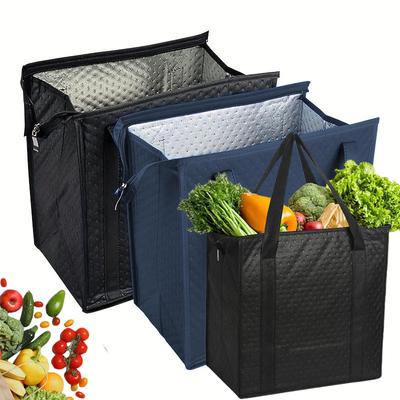 Große isolierte wiederverwendbare Einkaufstasche mit Reißverschluss & Vordertasche, hält stundenlang kühl/warm für Camping, Picknick, Angeln, Einkaufen