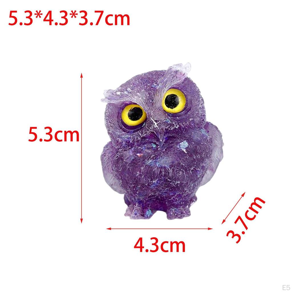 3D Owl Statue Collection Miniature Decor Crystal Decoration for Tabletop Office Bookshelf
