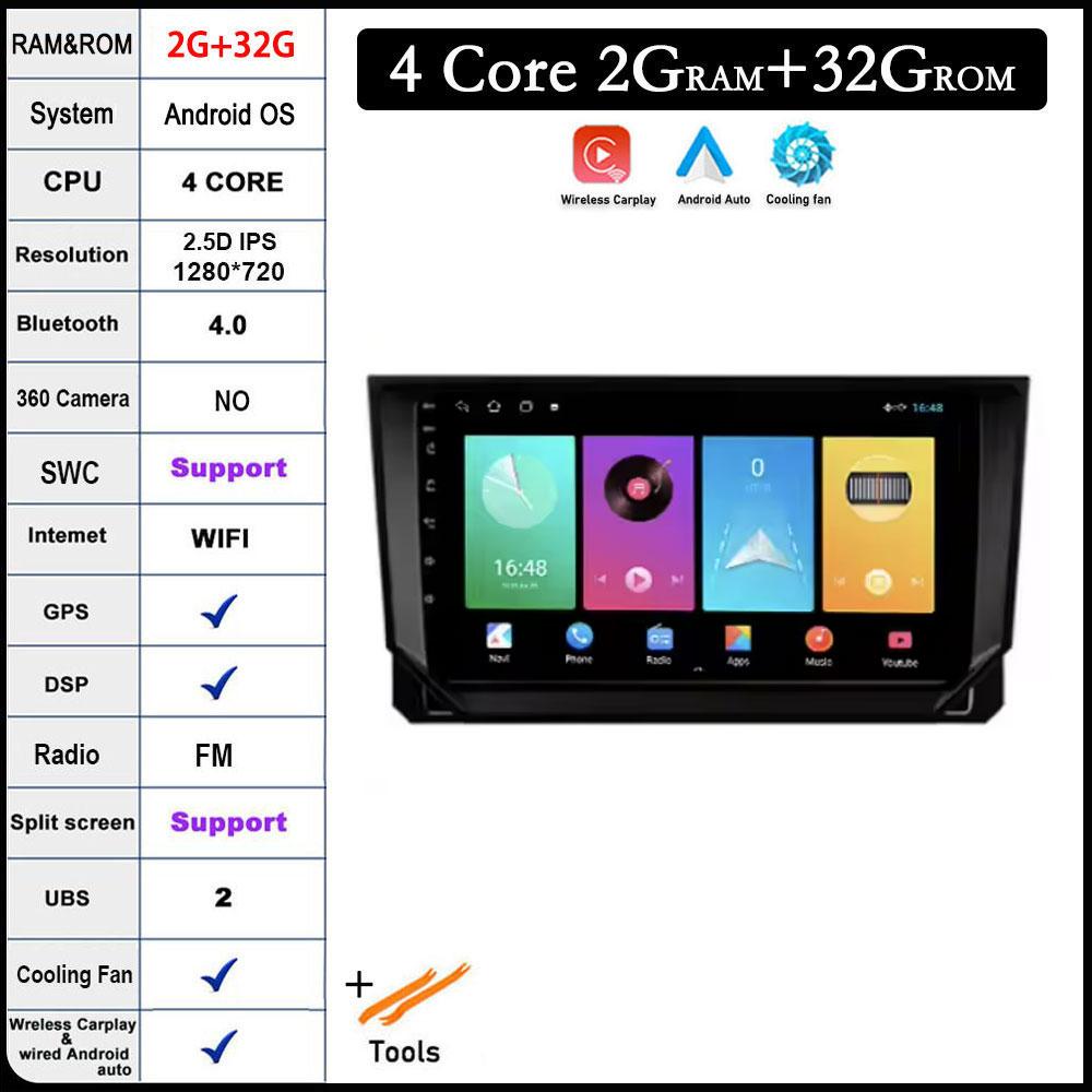 

9 дюймов для SEAT Ibiza 2017 2018 2019 2020 Android 14 автомобильный GPS-навигатор мультимедийный плеер Carplay Auto RDS WIFI 4G DSP