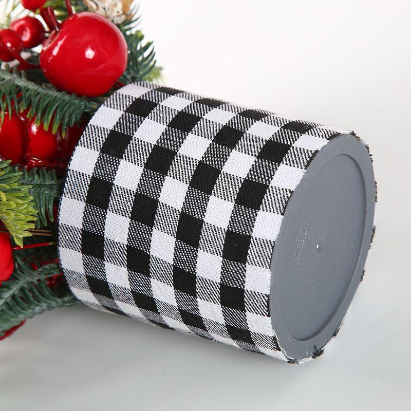 Christmas Decorations Mini Desktop Small Potted Plant Simulation Pe Plaid Plastic Pot Of The Same Style