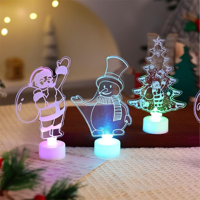 Glowing LED Acrylic Decoration Christmas Ornament Christmas Decorative Night Light For Kids Room Party Desktop Display