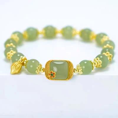 Natuurlijke Hetian Jade Armband Vierkante Suiker Lotus Armband Exquise Elegante Retro Chinese Stijl Sexy Jonge Meisjes Mode Sieraden