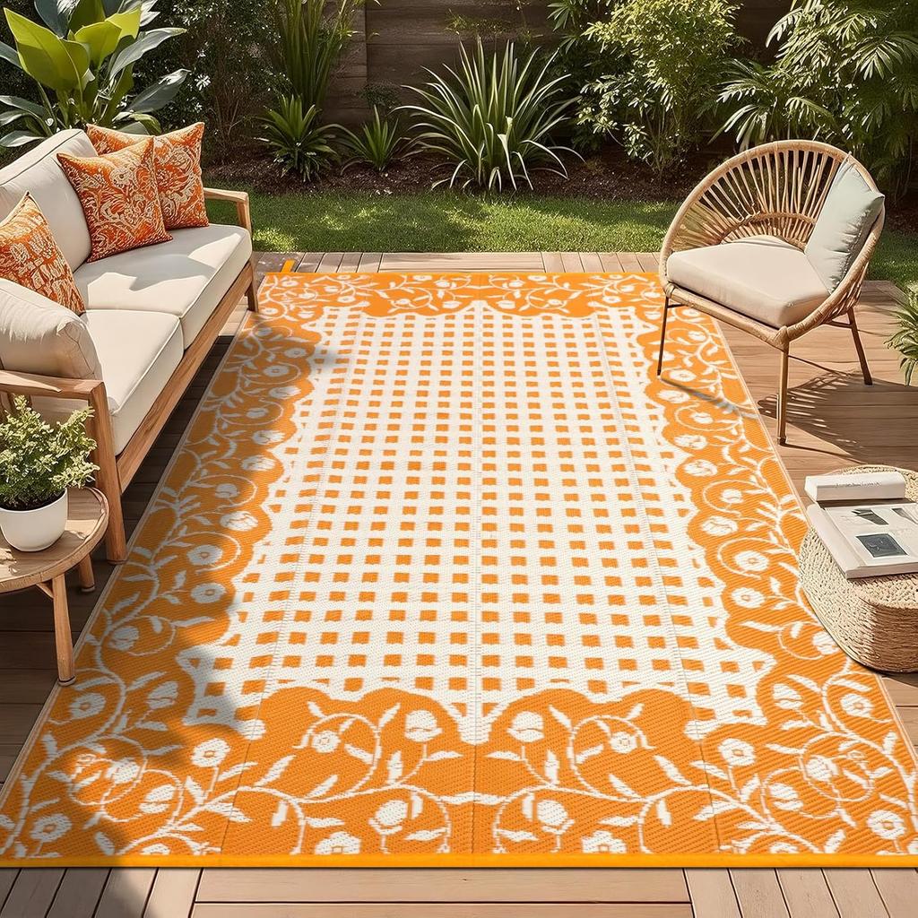 Tapis d'extérieur floral bohème Motif de vigne botanique Tapis de patio de salon Design botanique vintage Tapis de décoration intérieur extérieur