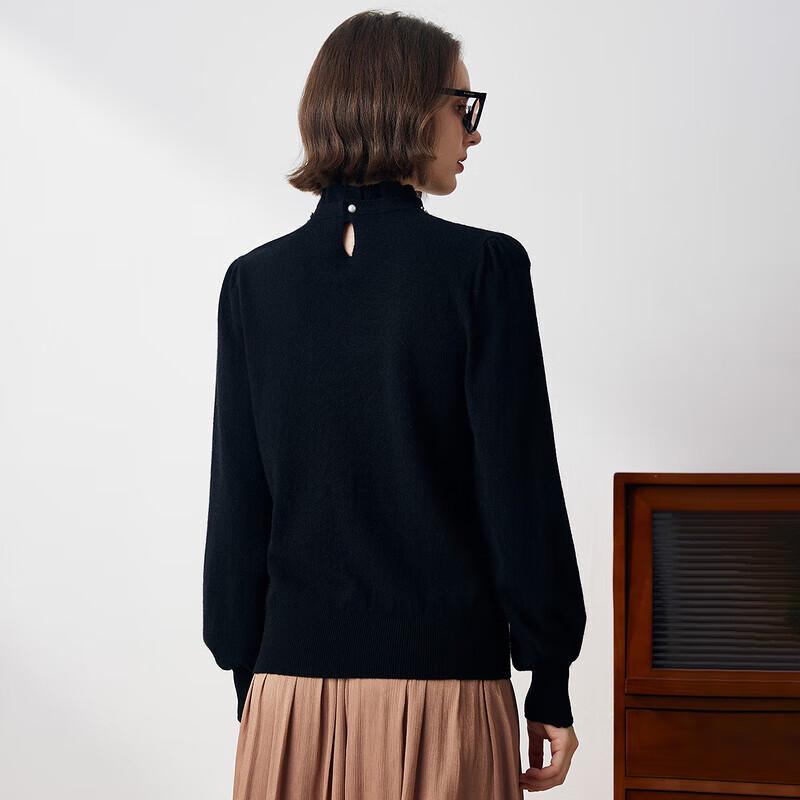 Women's Mock Neck Cashmere Lantern Sleeve Sweater