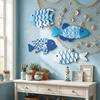 Marine Style Wooden Fish Wall Decor Ocean Theme Carving Fish Pendant  Living Room Decor