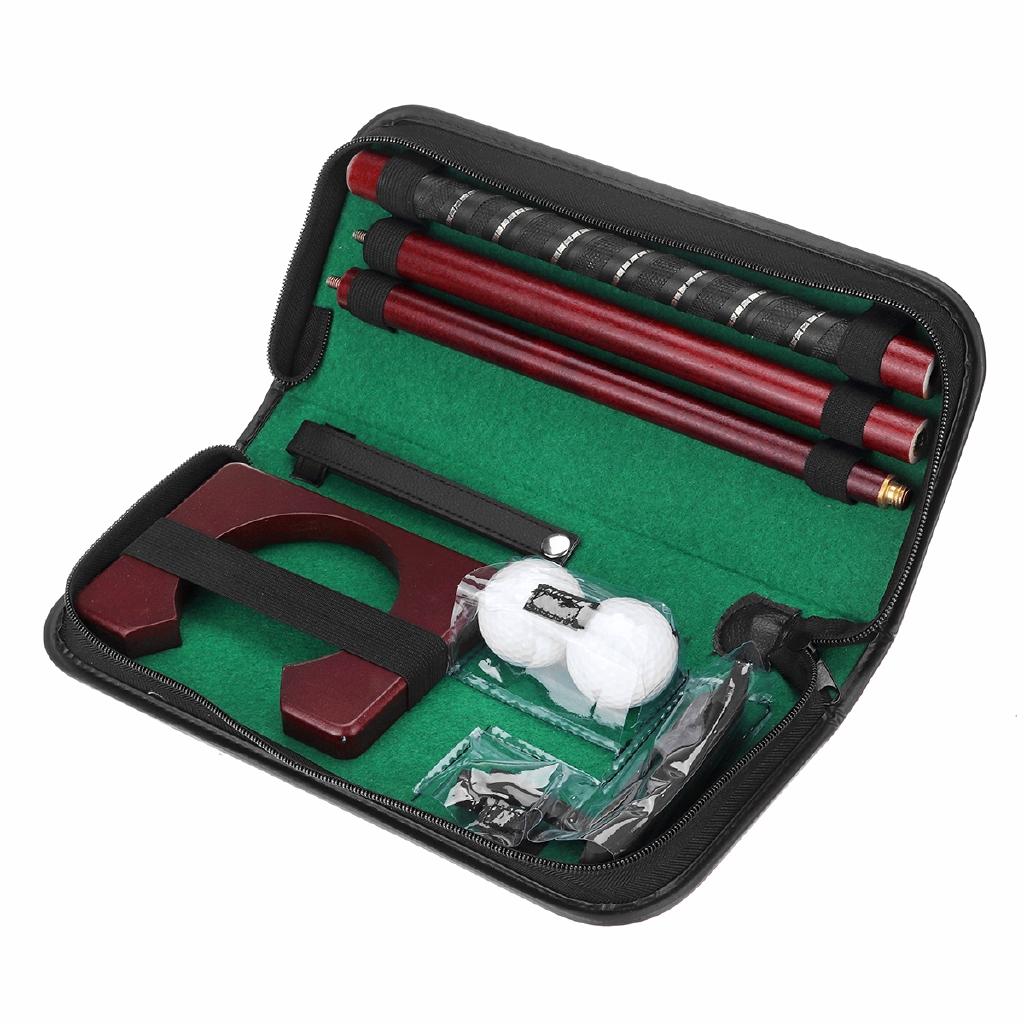 Outdoor/Indoor Gift Putting Portable Golf Putter Set Sports Practice Ball Holder Wood Travel Carry Case Training Aids Equipment