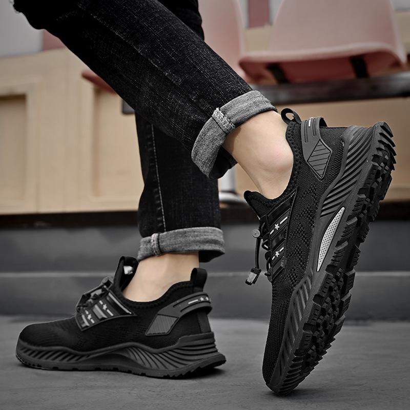 Summer New Outdoor Mesh Breathable Soft Sole Shoes Men's All-Matching Comfortable Lightweight Slip-on Flyknit Casual Shoes