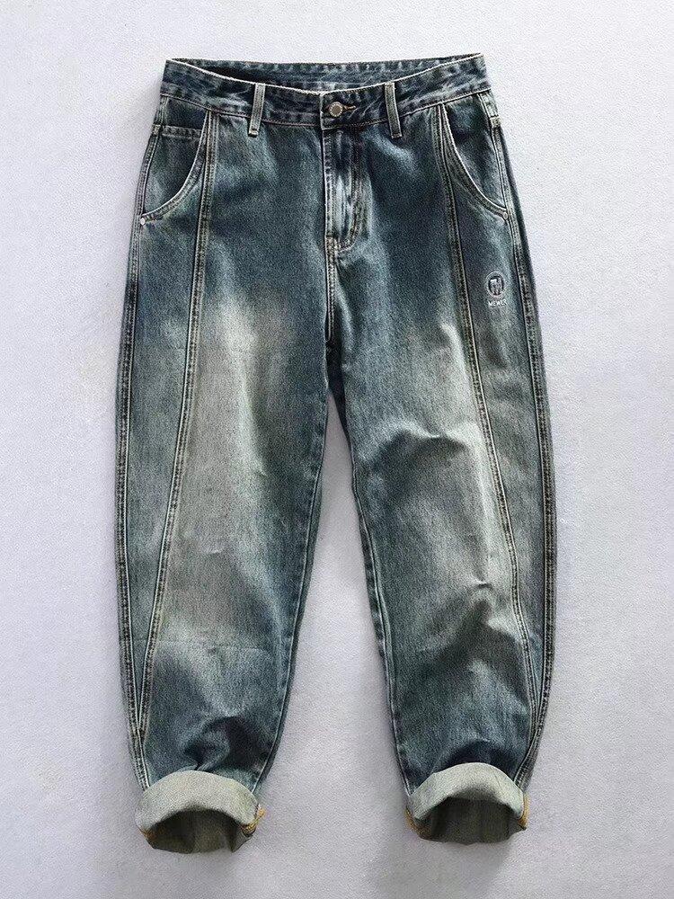 Джинсовые шорты JYL для пар Винтажная стирка Карго Свободные Широкие штаны 2XL