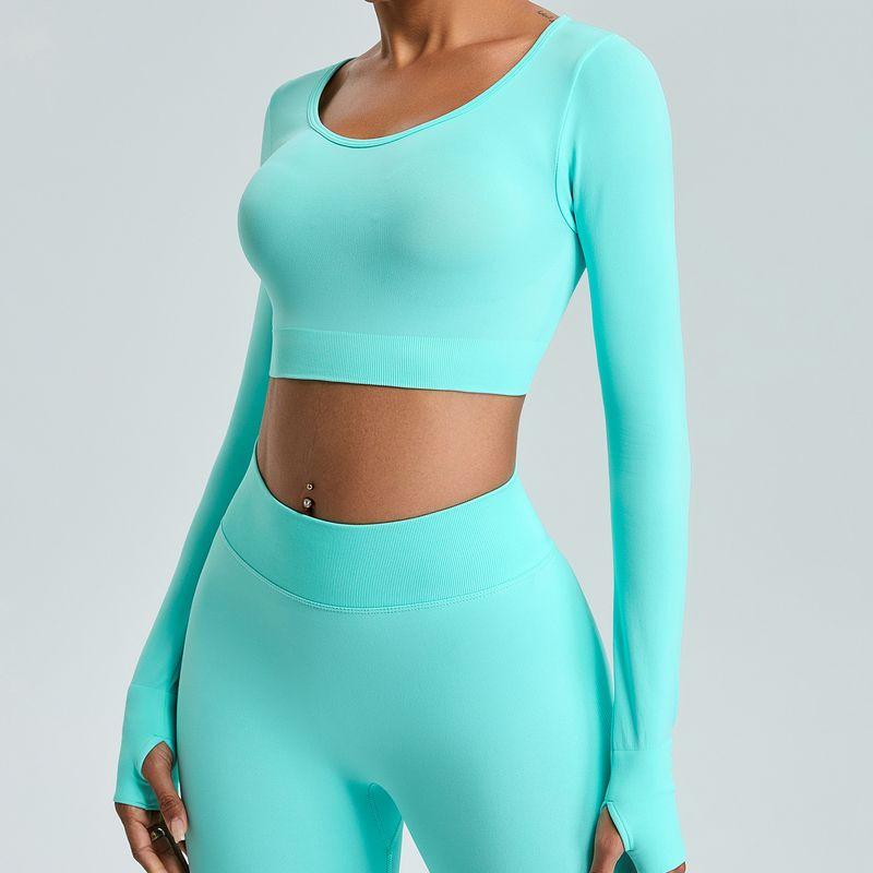 Fall and Winter New Arrival Seamless Long Sleeve Yoga Wear Women's Sports T-Shirt Tops Breathable Quick-Drying Tight Workout Clothes