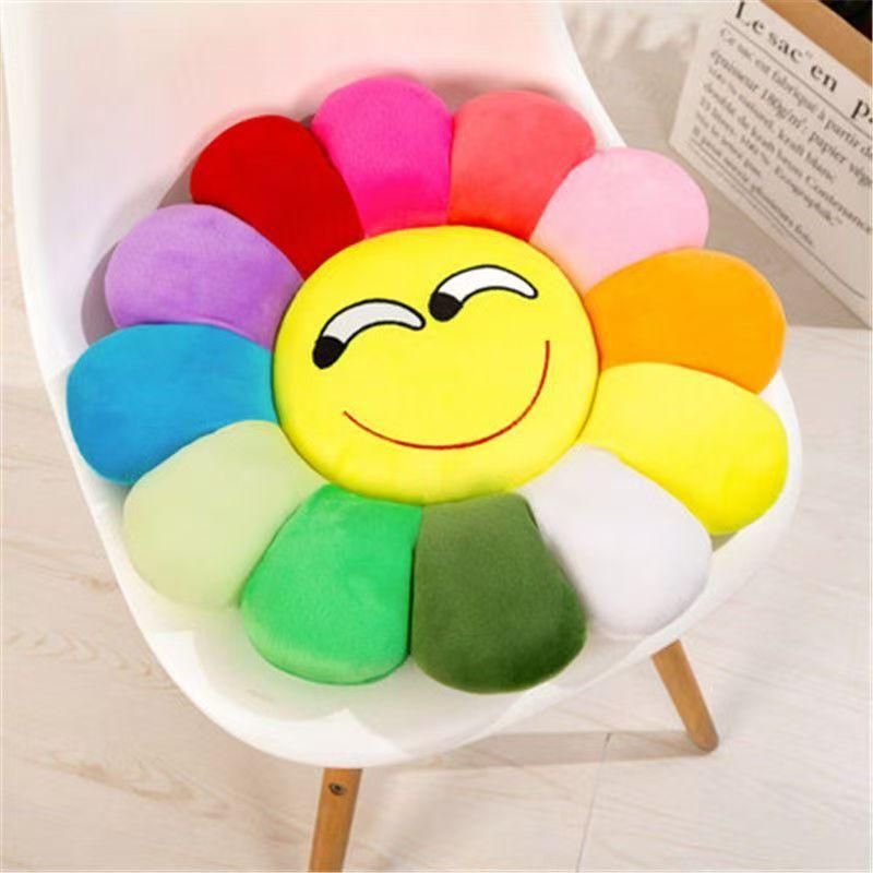 Colorful Sunflower Seat Cushion Petal Expression Pillow Creative Plush Toy Sofa Cushion