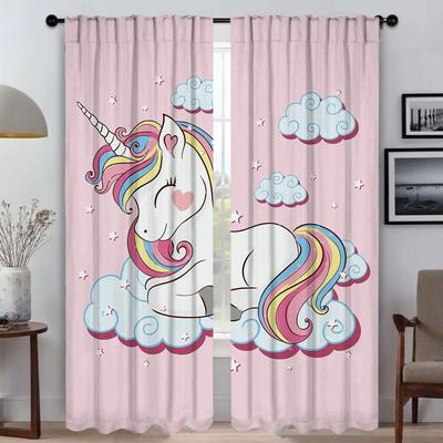 Simpatici Cartoni Animati Unicorno Tende per Interni Casa per Soggiorno Tenda Tulle per Camera da Letto Tende Ombreggianti Tende Antizanzare 2 Pezzi