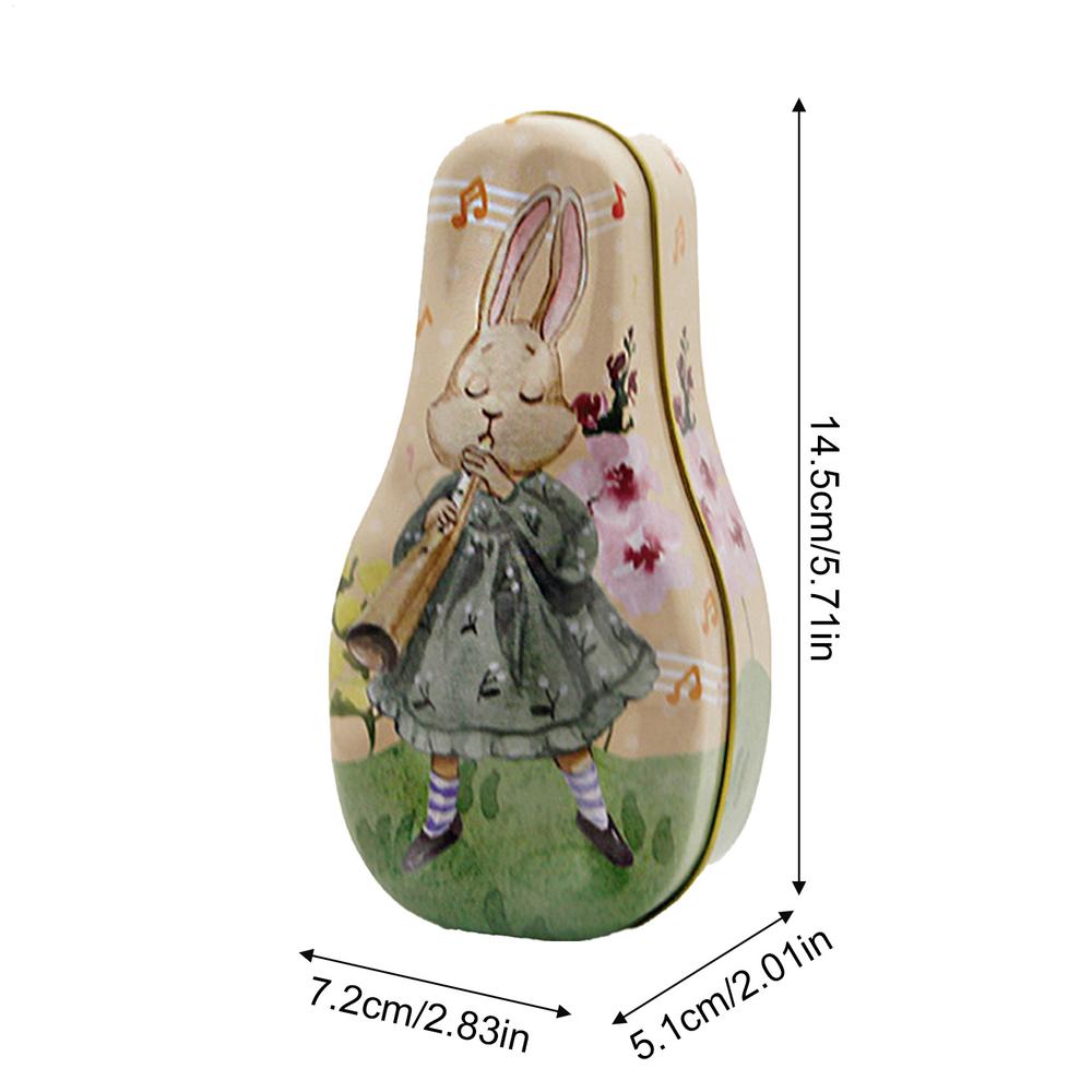 New Hot Easter Day Creative Bunny Egg Tin Box Rabbit Print Candy Gift Box Colorful Cartoon Rabbit Surprise Iron Box Kids Gift