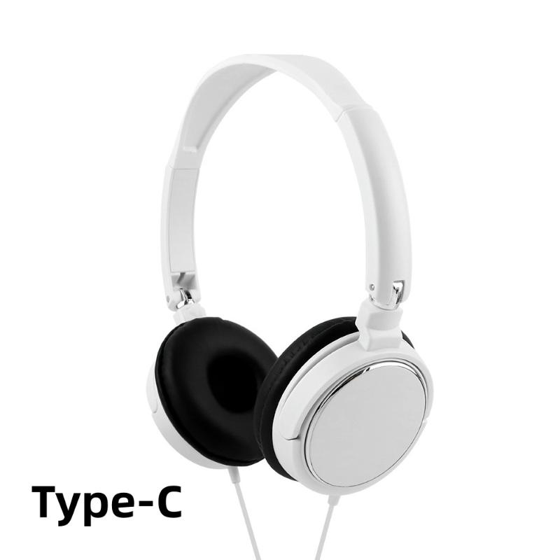 1Pcs 3.5Mm/Type C Bass Stereo Headphones Foldable Adjustable Headband Wired Headphones For Mobile Phone And Computer
