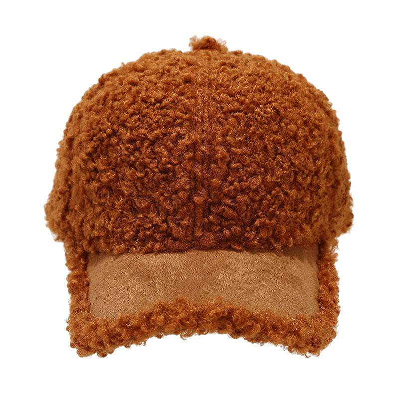 Autumn and Winter Lamb Velvet Baseball Cap Korean Style Simple Casual Solid Color Versatile Peaked Cap Thickened Warm Sun Visor