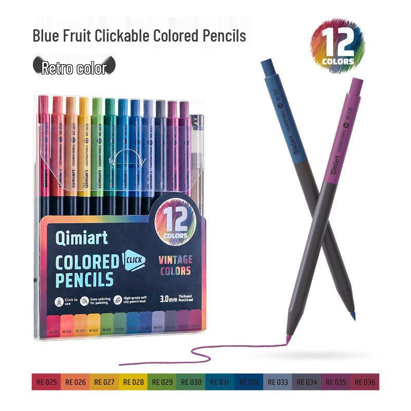 Blue Fruit 12-Color Oil-Based Mechanical Colored Pencils for Students and Professionals