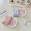 Mini Cute Sweet Lace Floral Coin Purse  Pink Blue Plaid Headphone Protective Case Girls Portable Small Storage Bag
