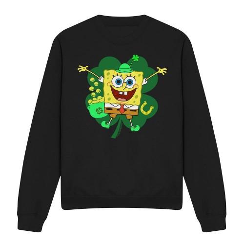 SpongeBob SquarePants Unisex Adult Spongey Four Leaf Clover St Patricks Day Sweatshirt